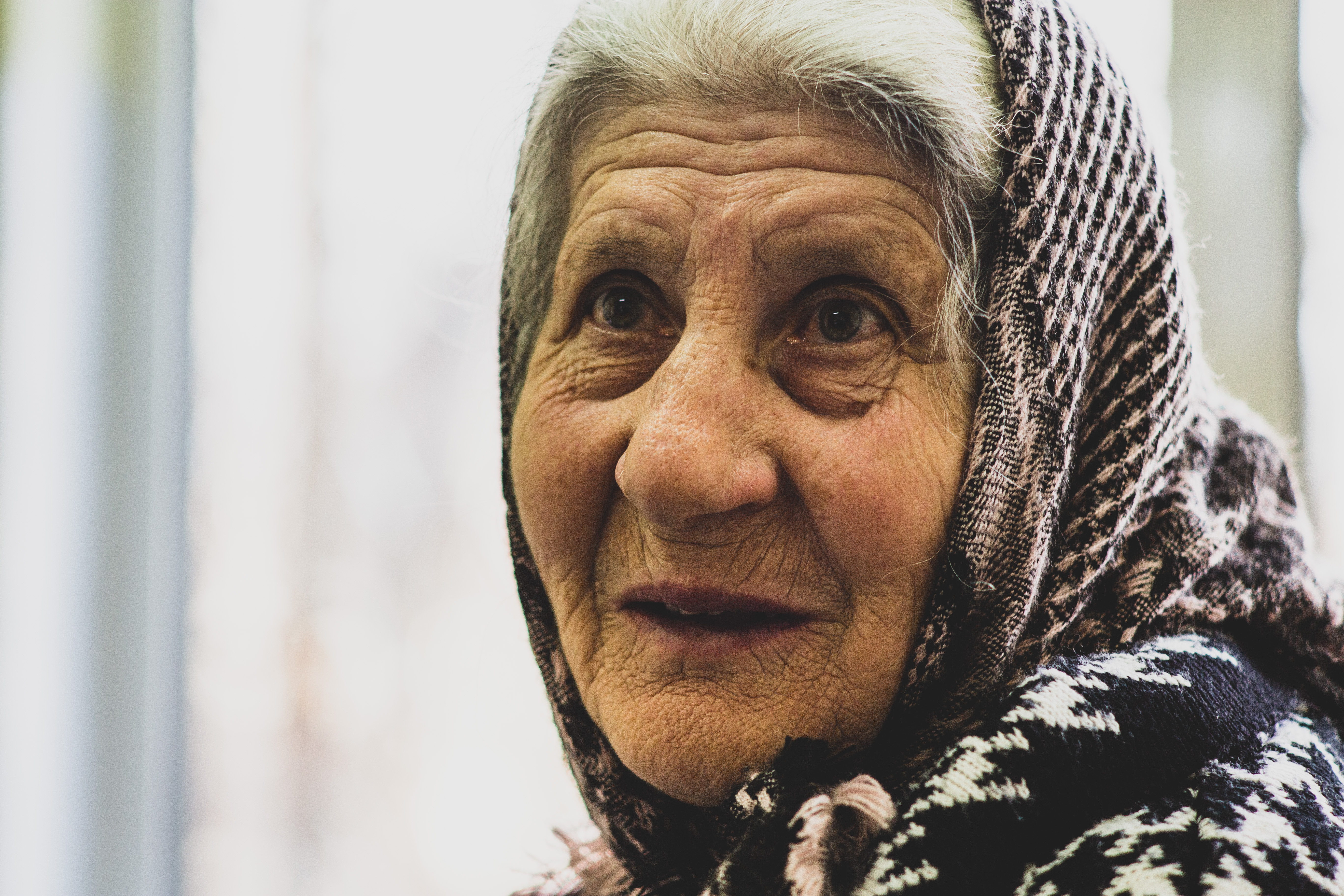an elderly woman who fled the war in Ukraine