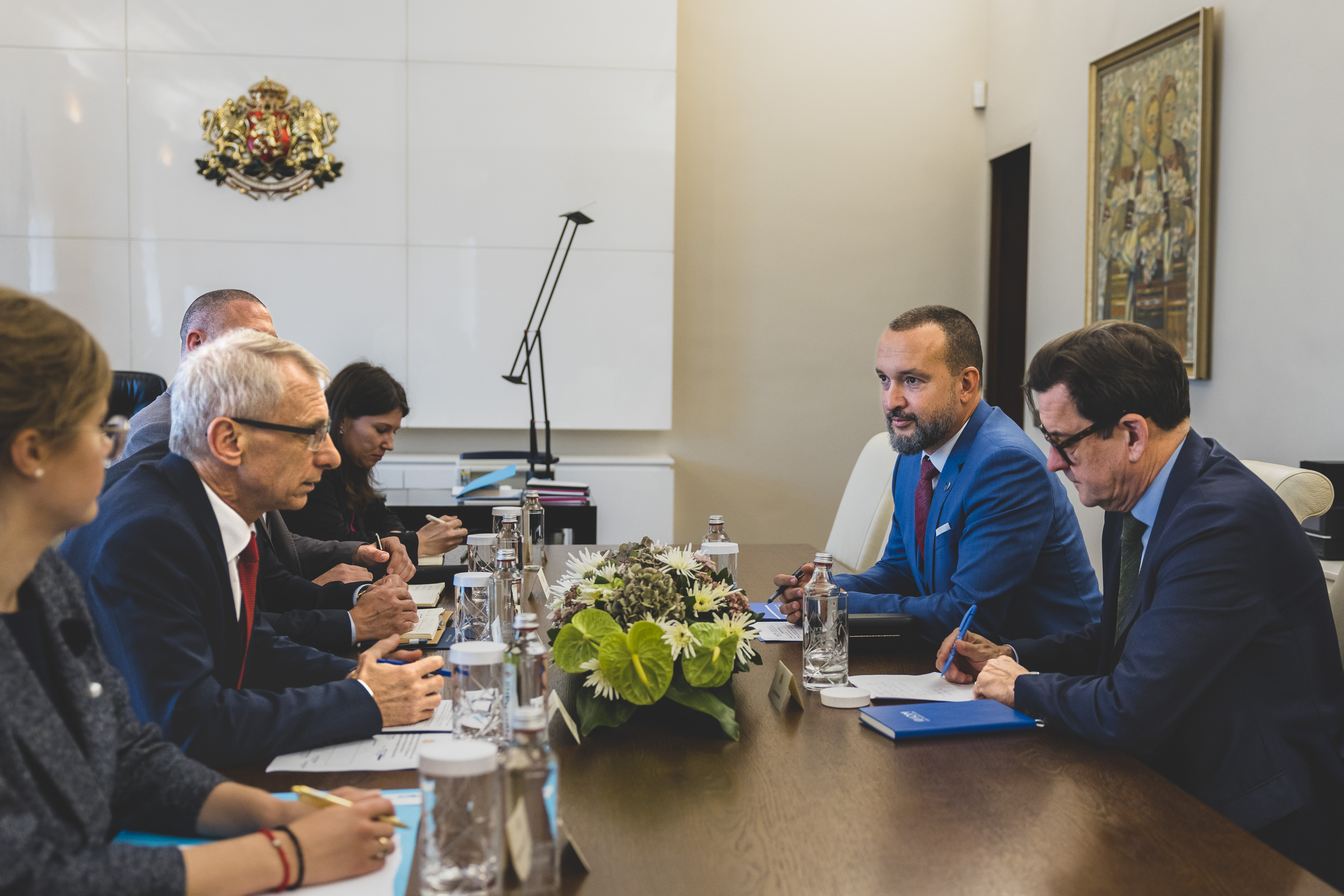 Mr Ola Henrikson and Mr Radoslav Stamenkov at a meeting with Mr. Nikolay Denkov